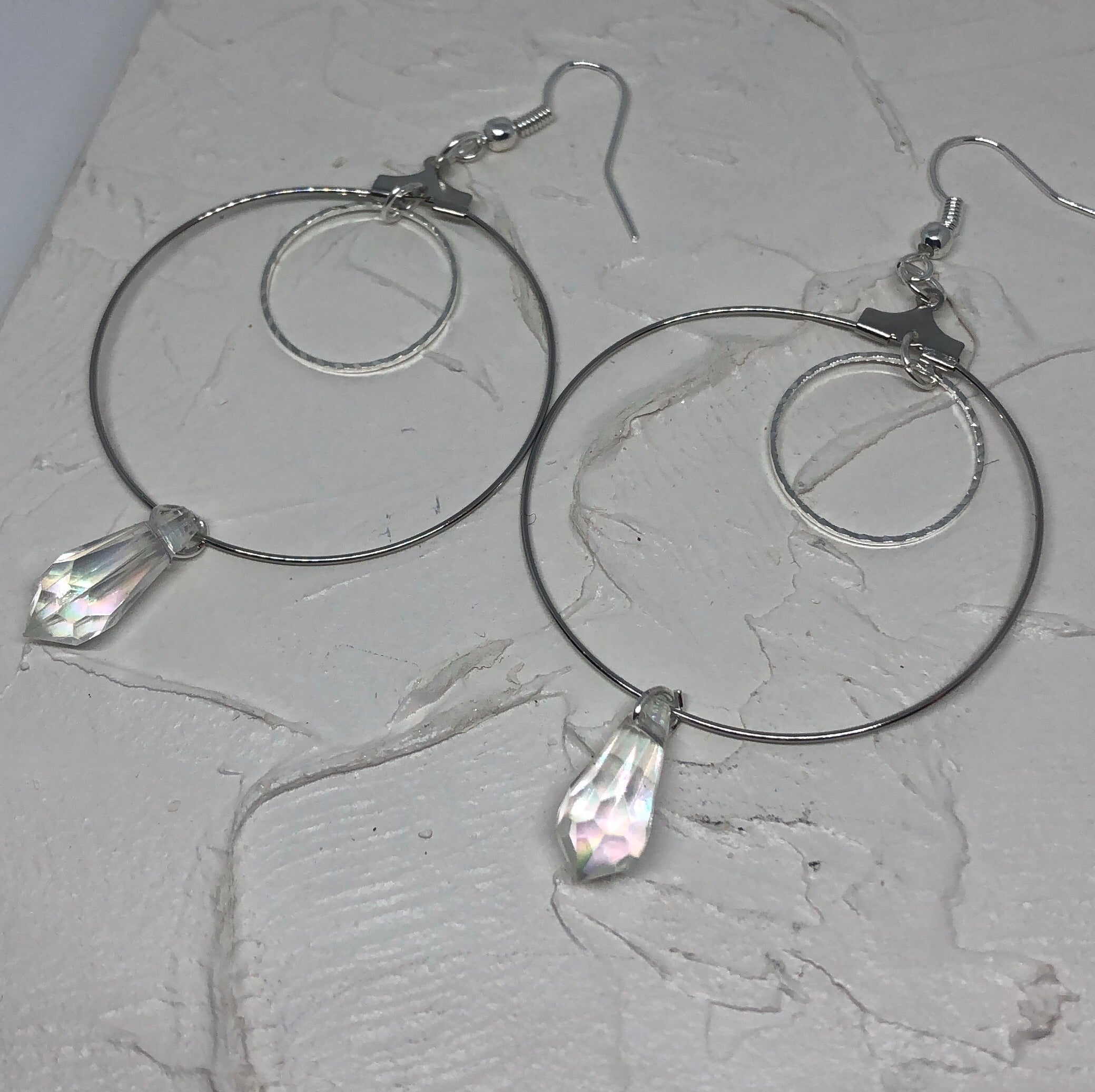 Double circle crystal hoops