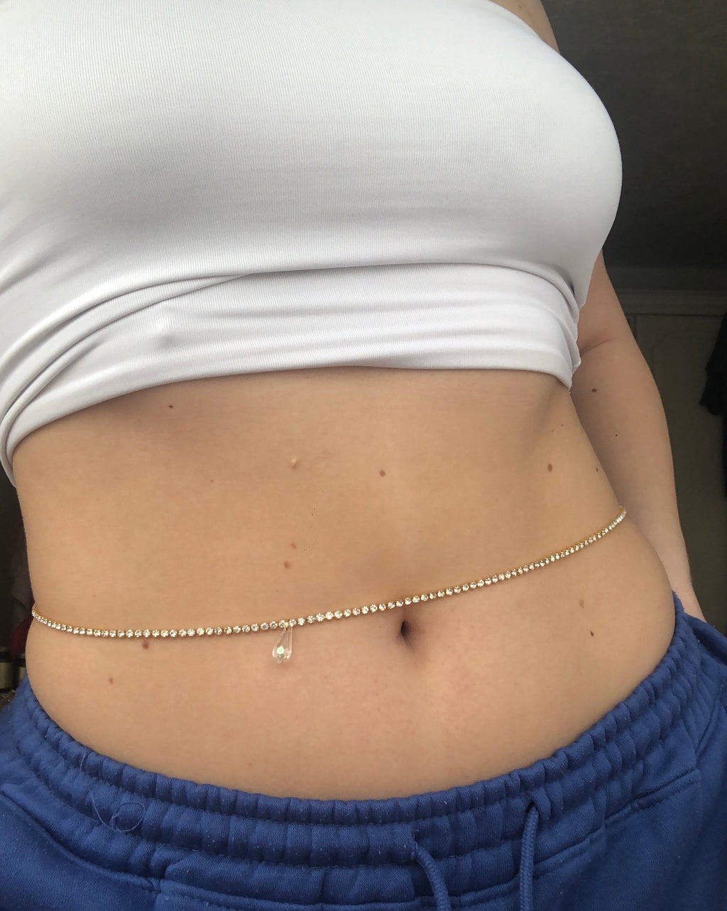 Crystal drop belly chain Rhinestone Gold