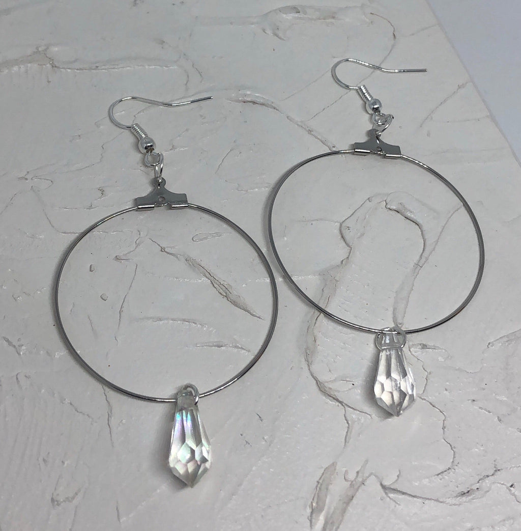 Crystal pendant hoops
