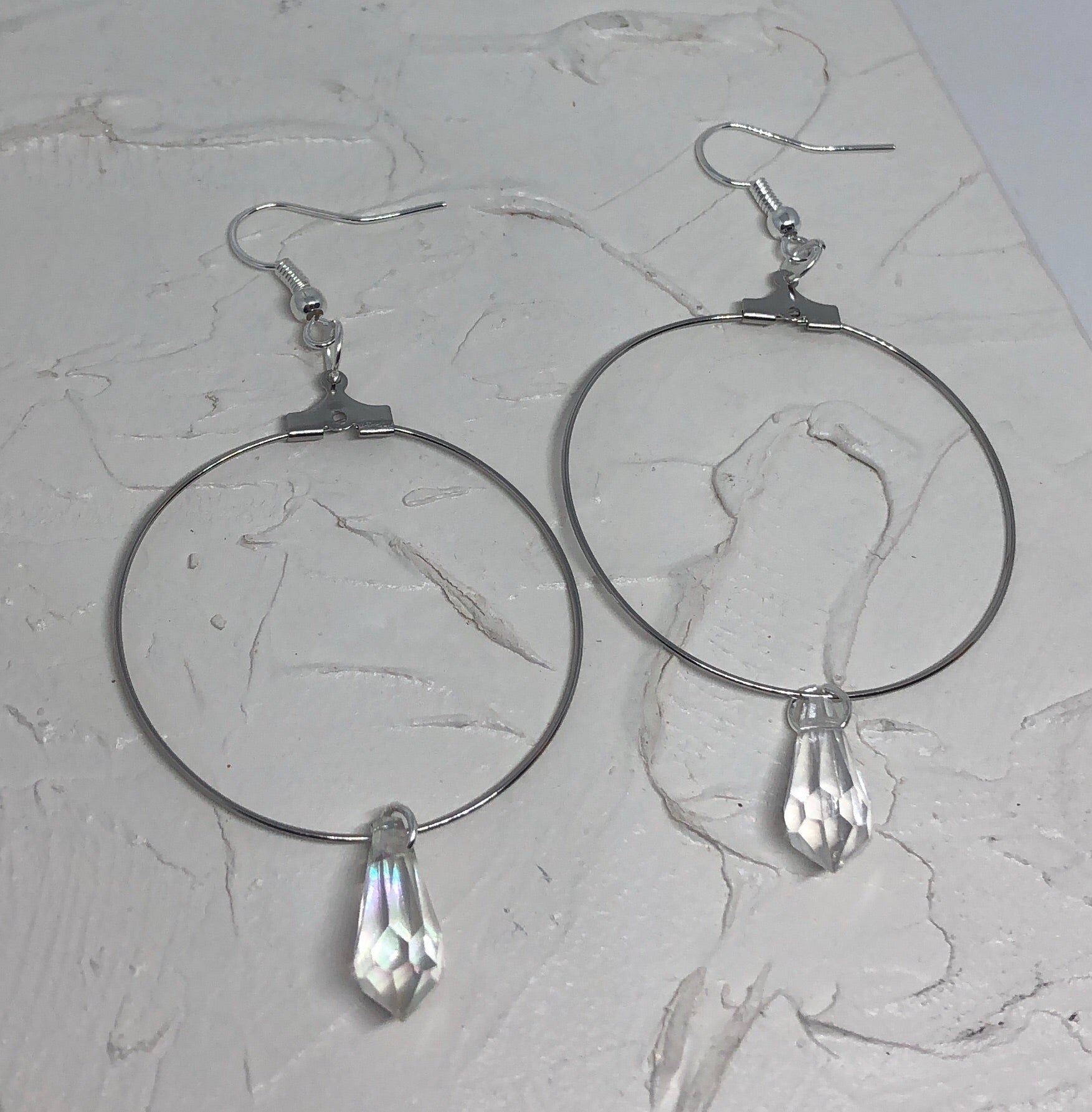 Crystal pendant hoops