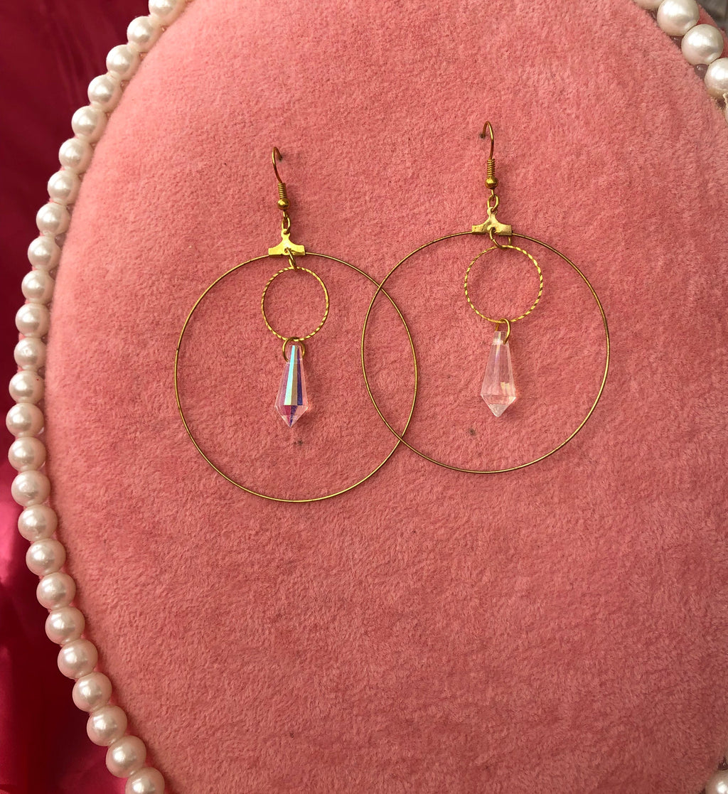 Crystal drop round earrings Gold