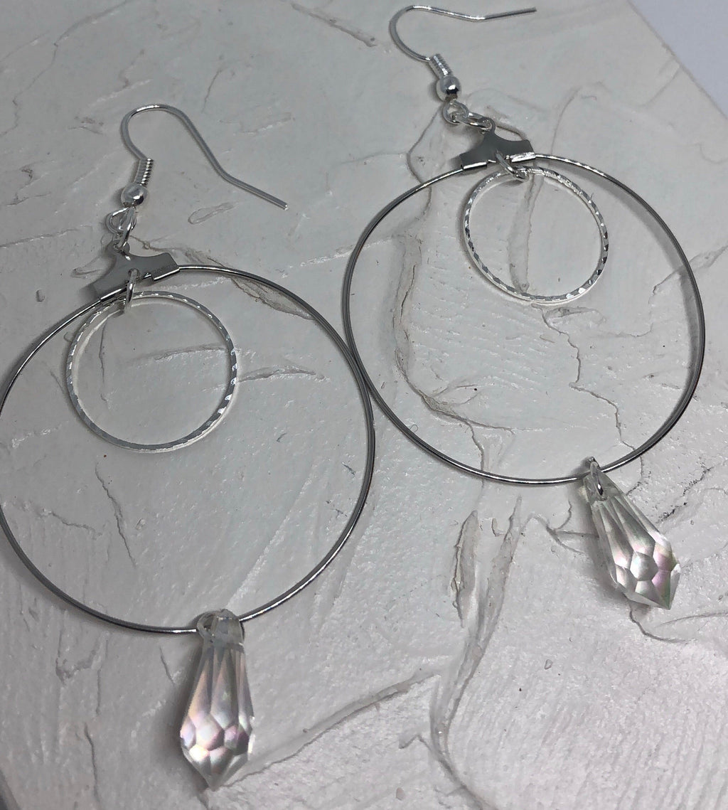 Double circle crystal hoops