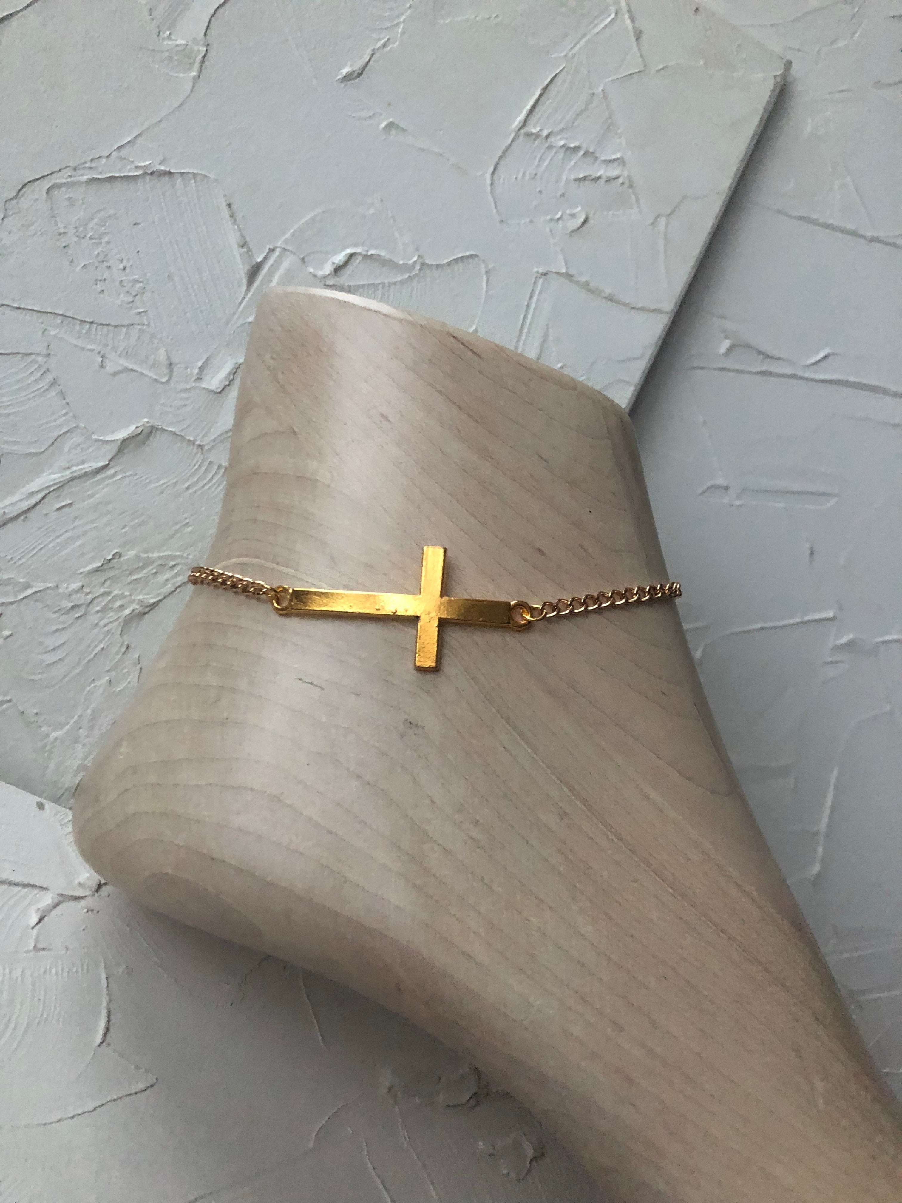 Gold cross anklet