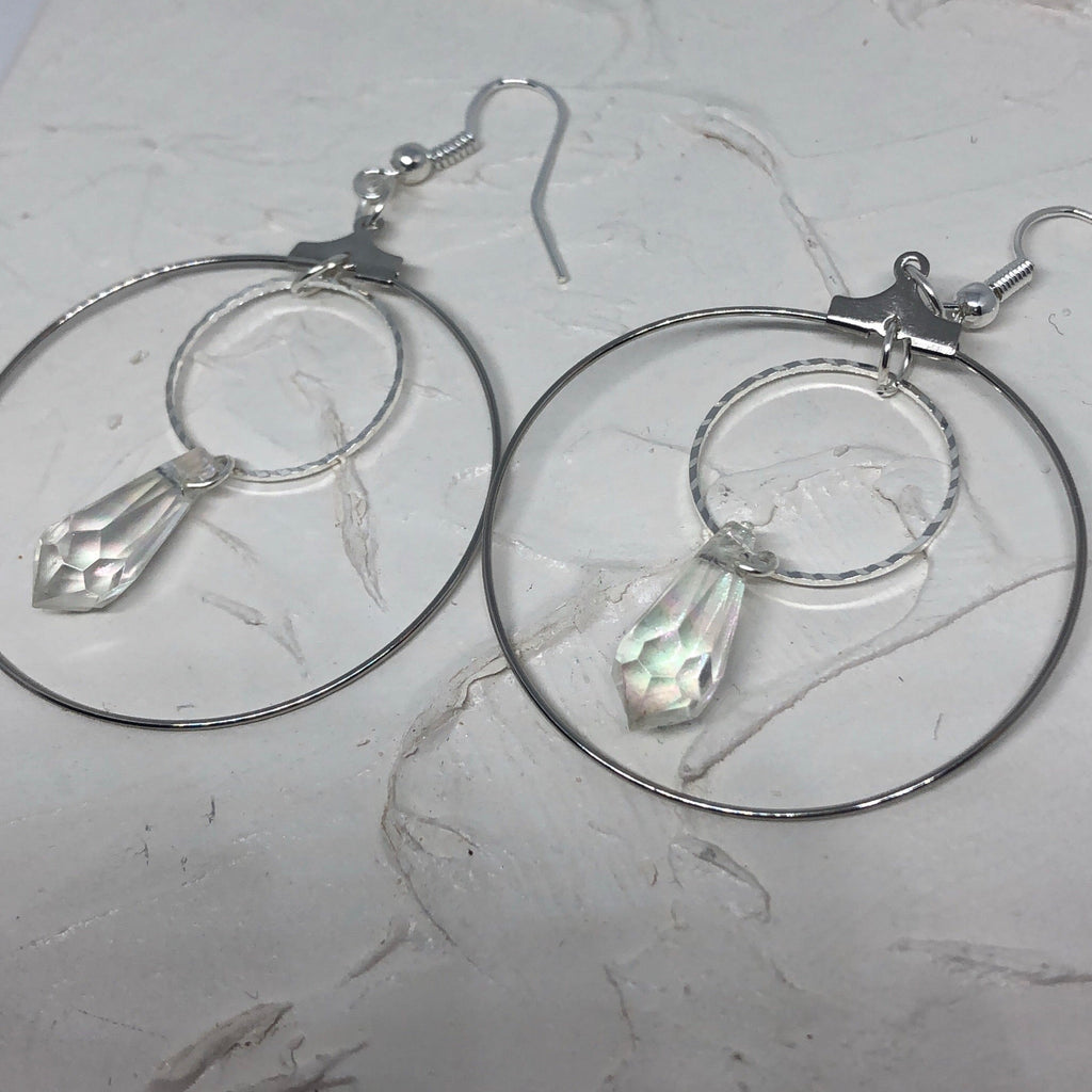 Crystal drop round earrings