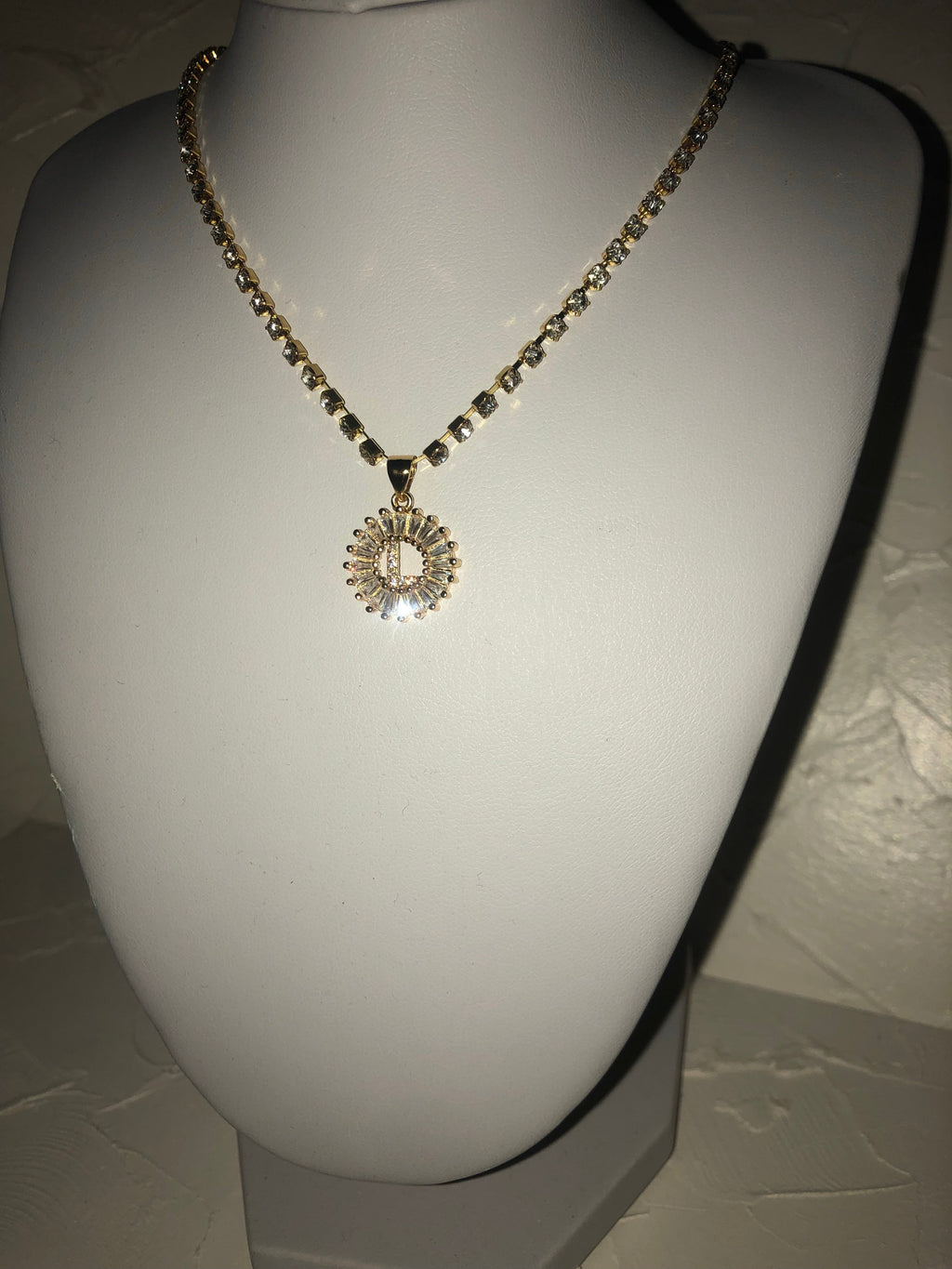 Rhinestone initial necklace