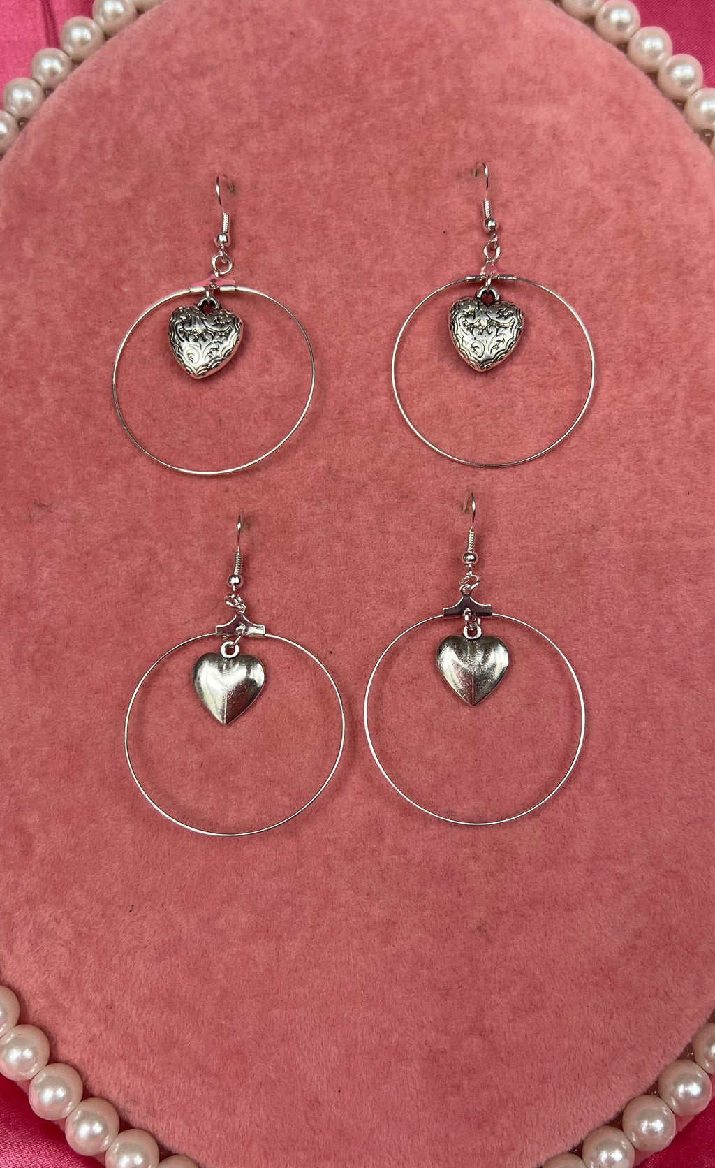 Silver heart hoops