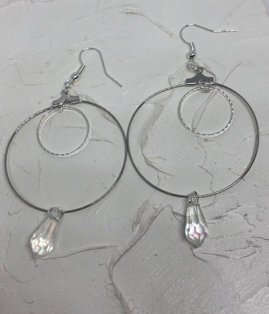 Double circle crystal hoops