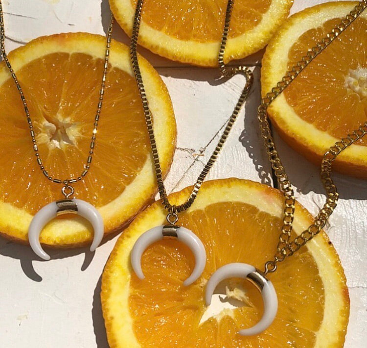 White horn pendant necklace