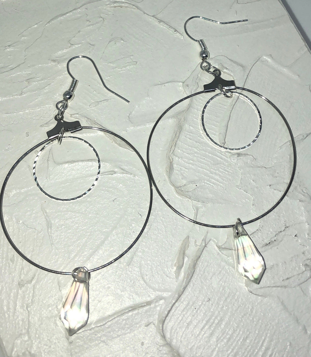 Double circle crystal hoops
