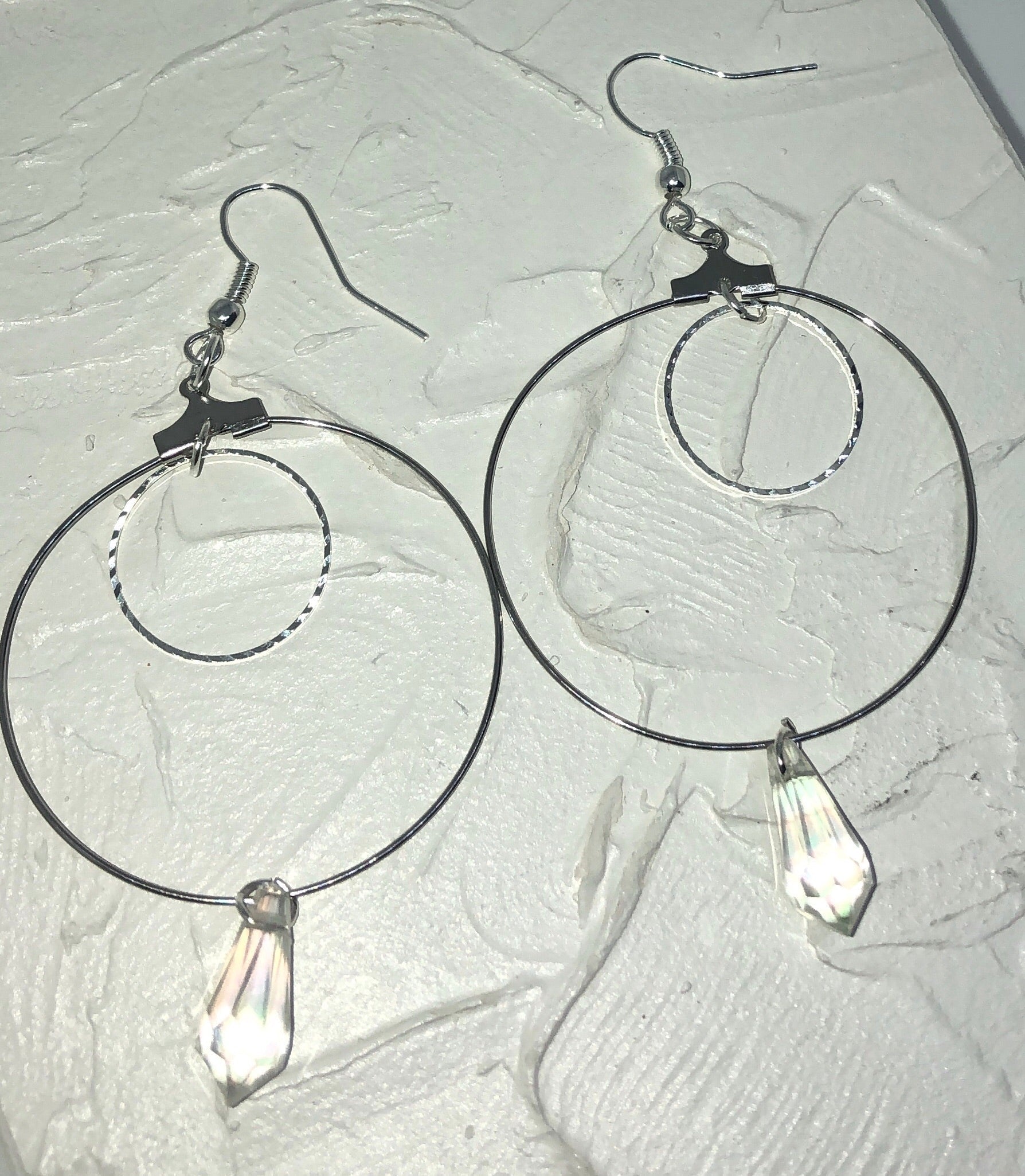 Double circle crystal hoops