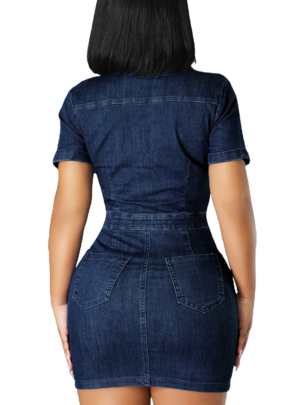 Womens Sexy Button Shirt Package Hip Denim Dress Set