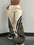 Leopard Combo Sweatpants--Clearance Beige
