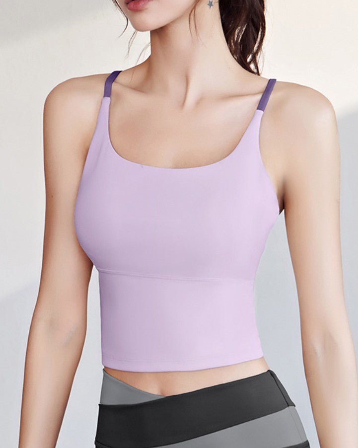 High Elastic Comfort Sports Vest with Bust Pad Violet