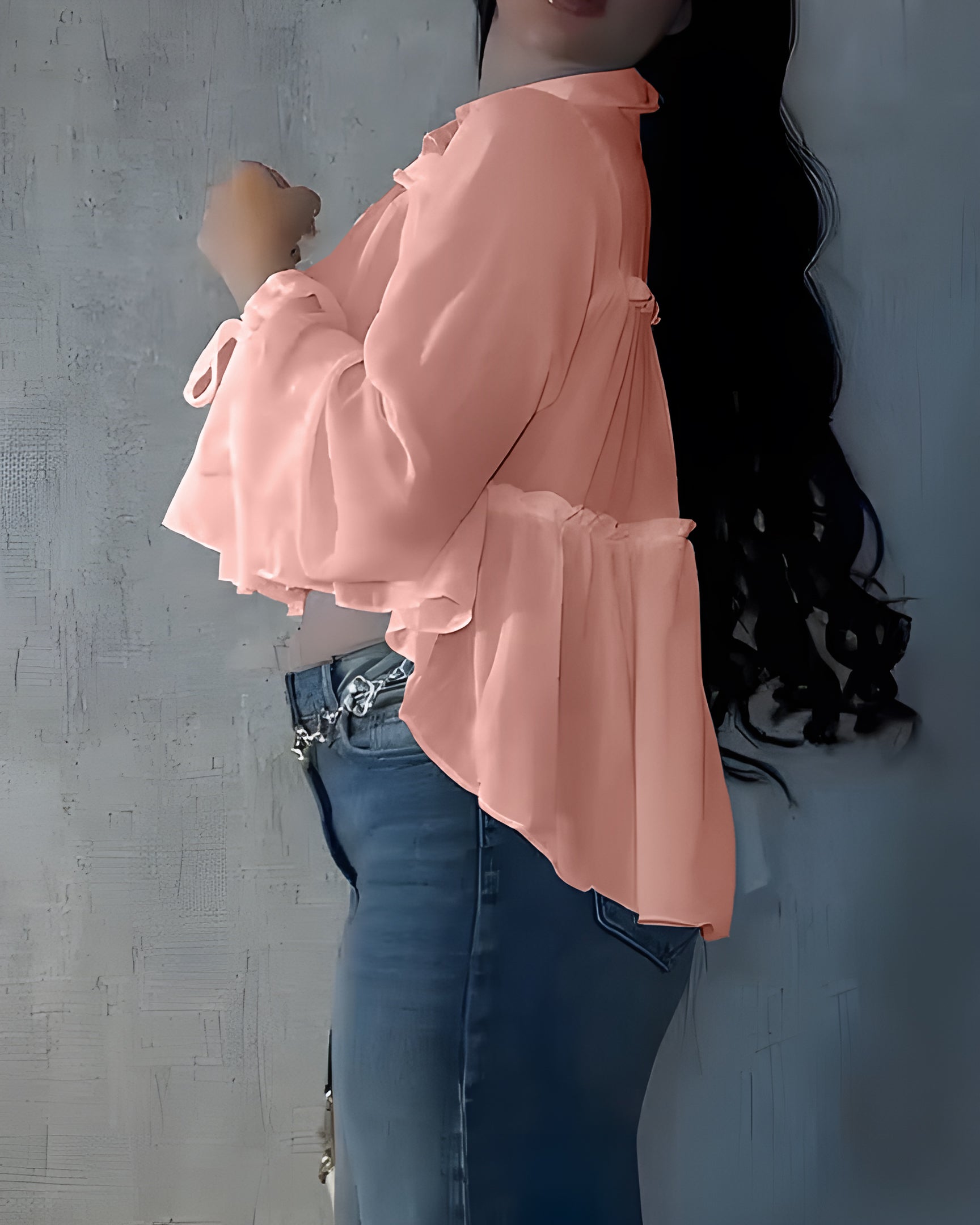 Women's Chiffon Ruffle Long Sleeve Shirt
