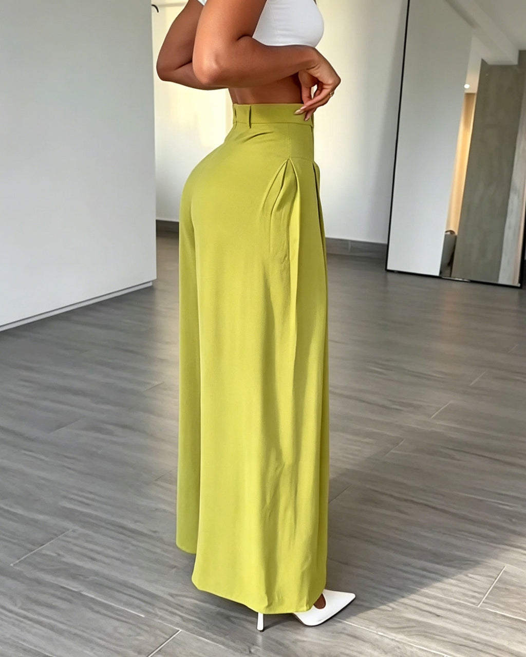 High-Waisted Pleated Wide-Leg Pants