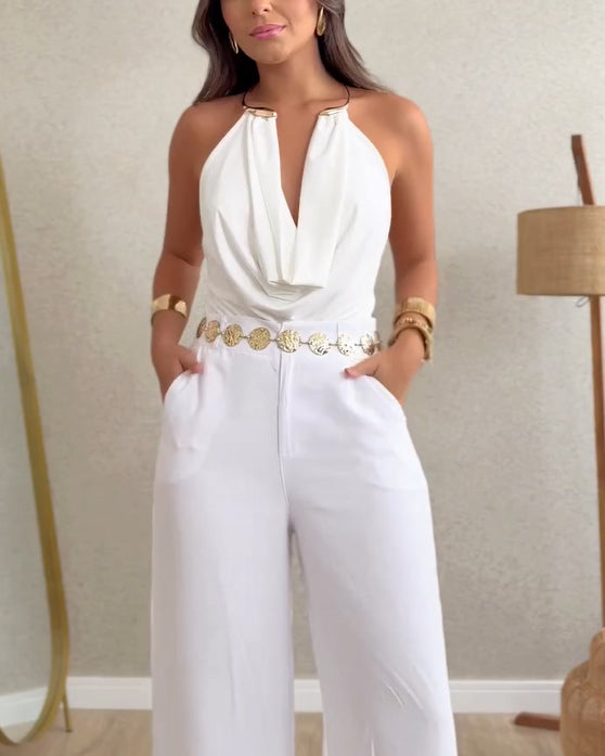 Women's Sexy Cowl Neckline Backless Thong Bodysuit