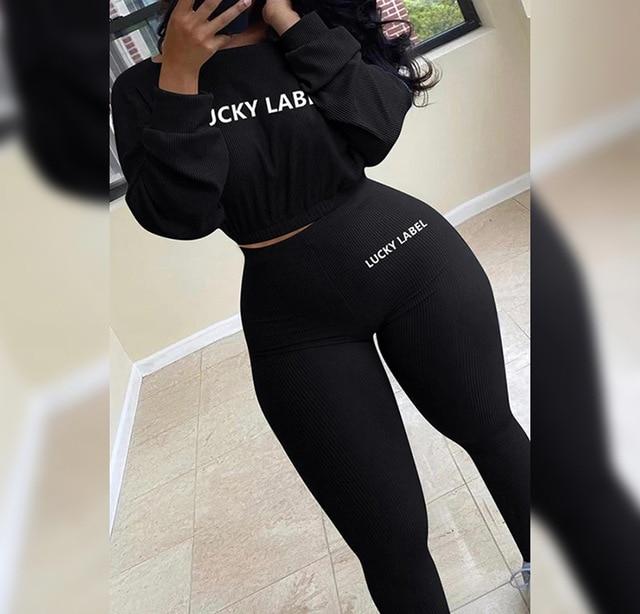 Lucky Label Letter Embroidery Set Black
