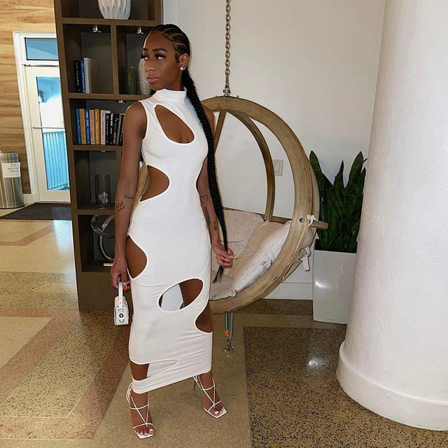 Cut Out Sexy Maxi Dress White
