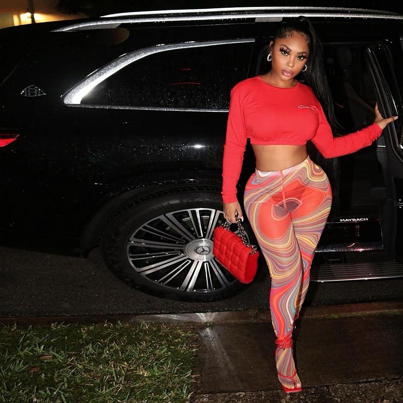 Skinny Hypnotise Mesh Leggings Red