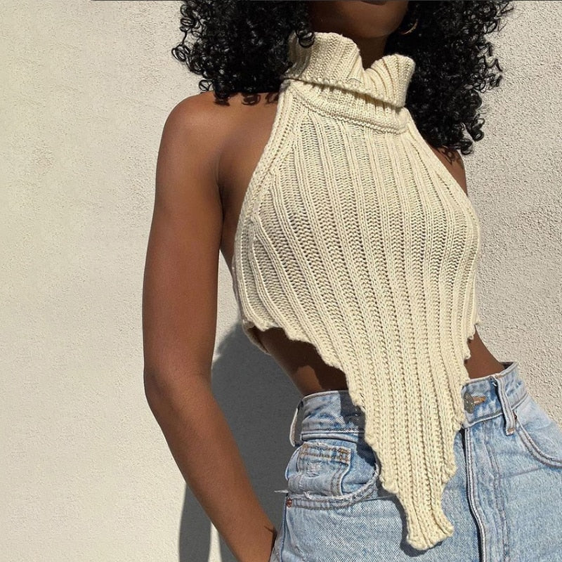 Knitted Sleeveless Top Ivory