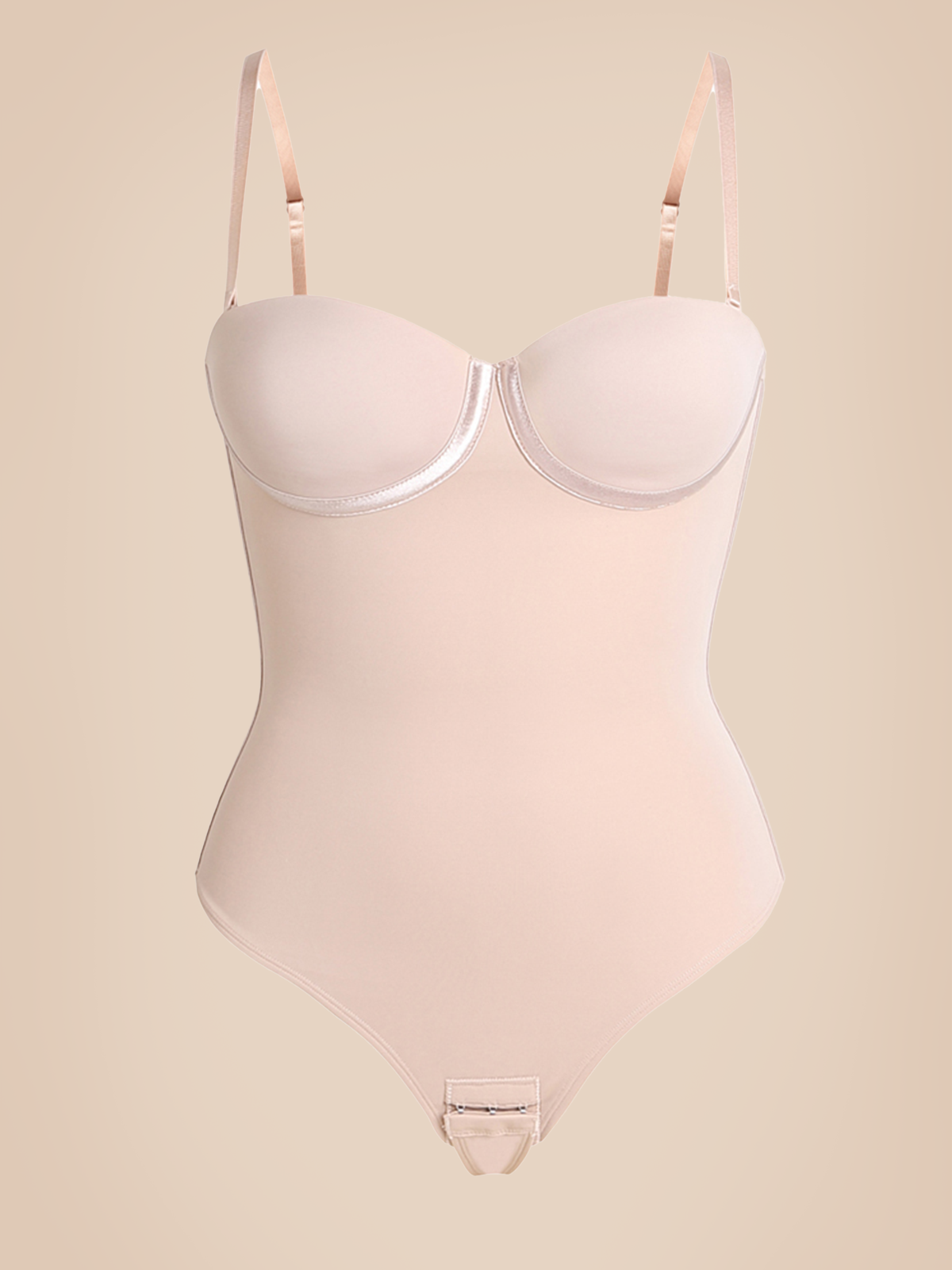 Back Lace-up Thong Seamless Shapewear Bodysuit Tan