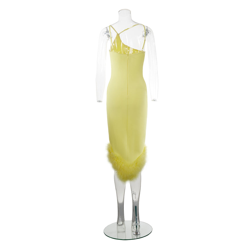 Giselle Feather Bandage Midi Dress