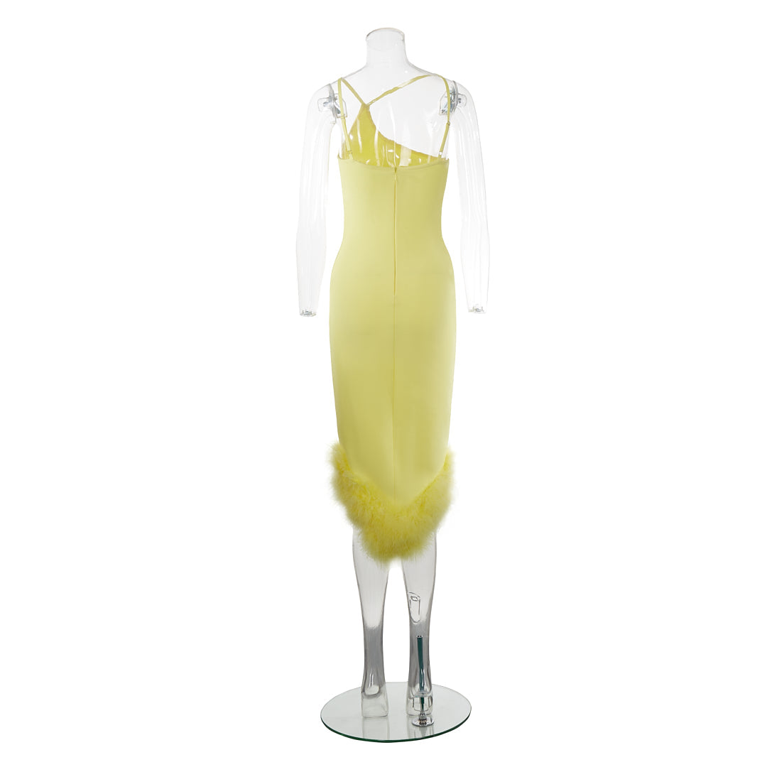 Giselle Feather Bandage Midi Dress