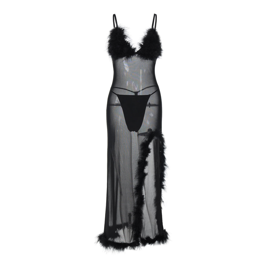 Exotic Mesh Maxi Dress