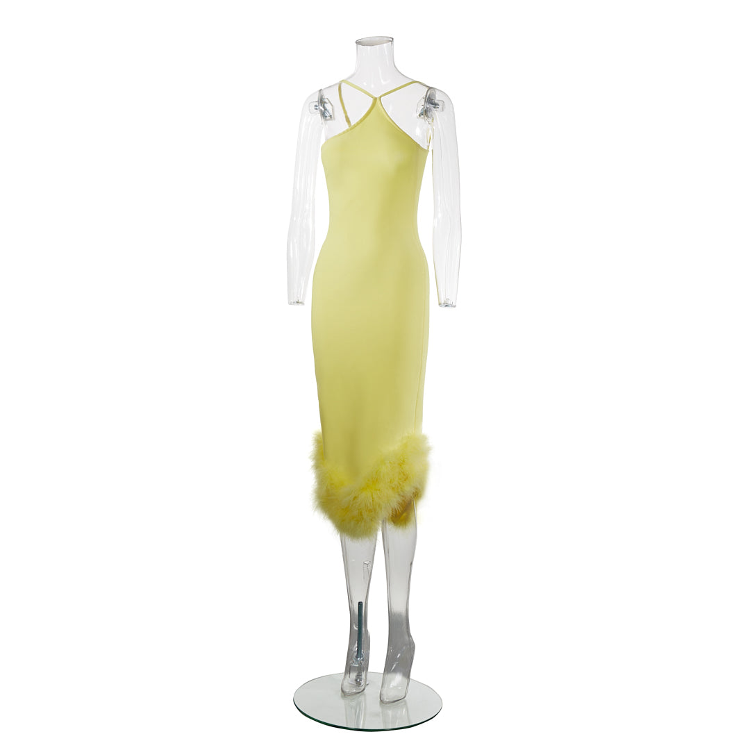 Giselle Feather Bandage Midi Dress