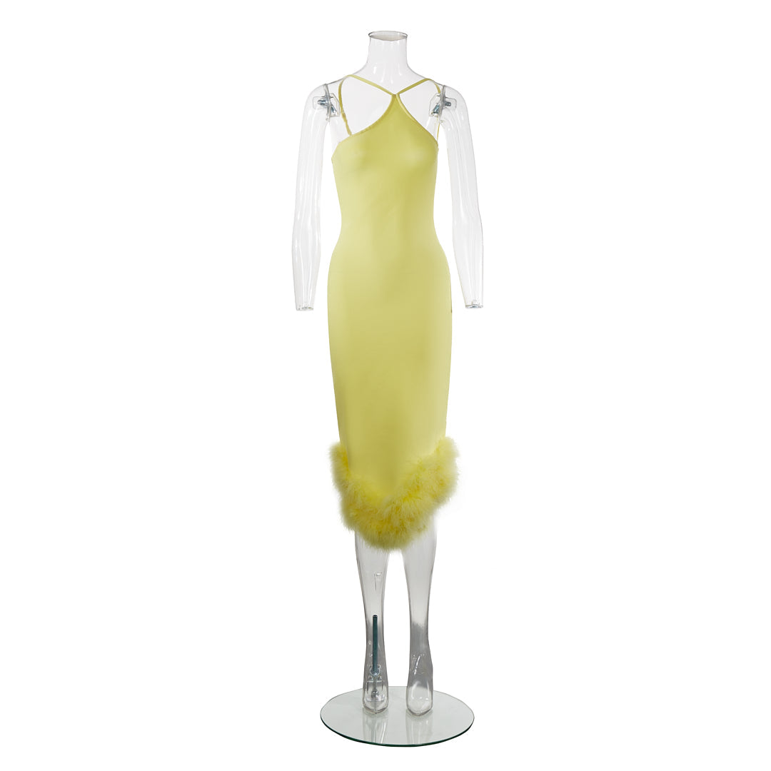 Giselle Feather Bandage Midi Dress