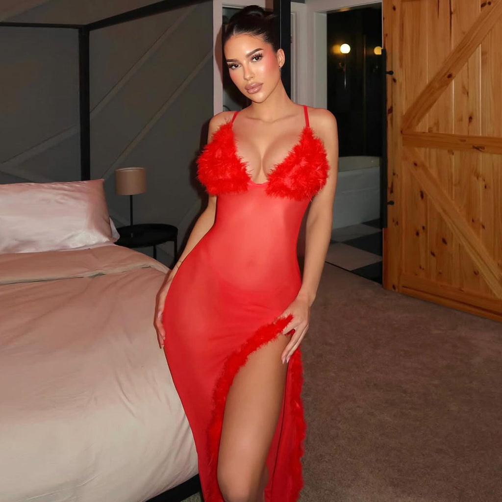 Exotic Mesh Maxi Dress