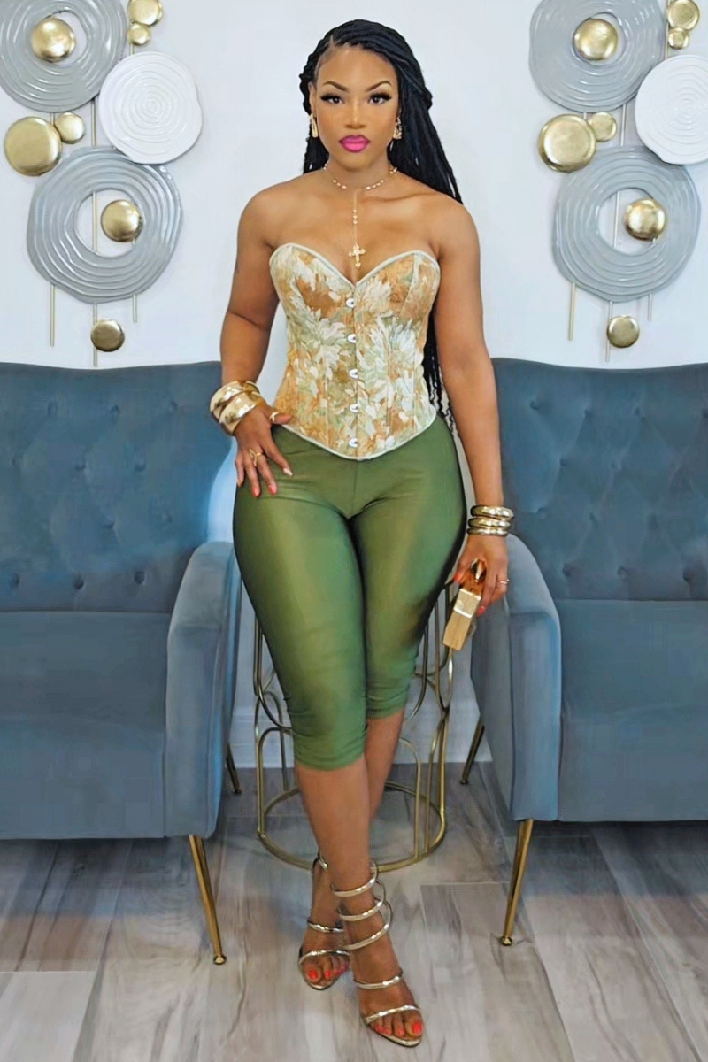 Lovely Corset Capris Set