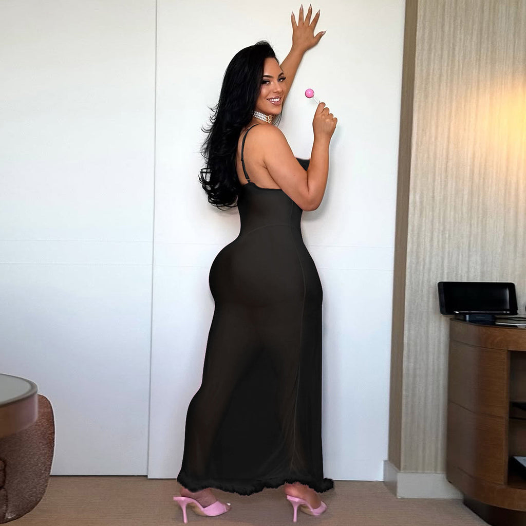 Exotic Mesh Maxi Dress
