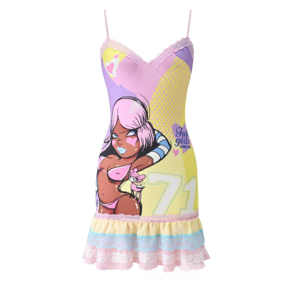 Cartoon Print Mini Dress