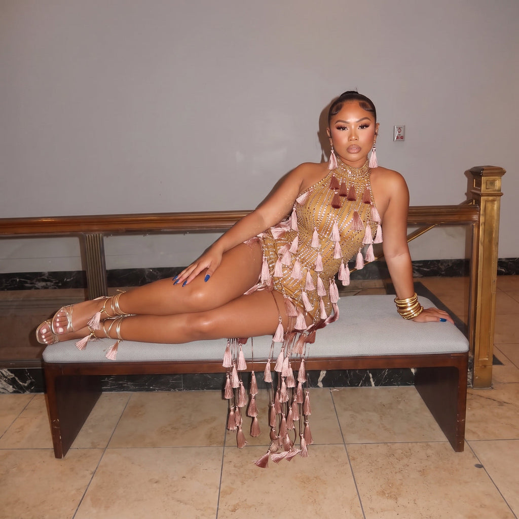 Siena Mesh Bodysuit Tassel Dress