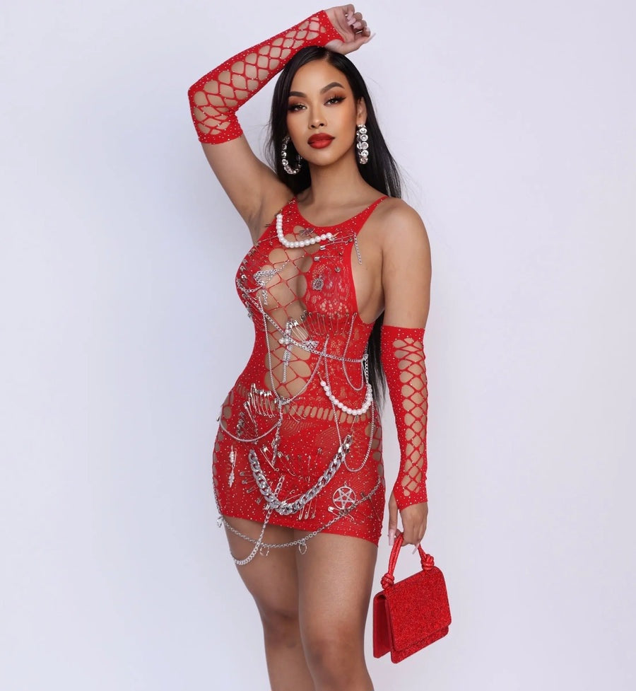 Pearl Chain Mini Dress