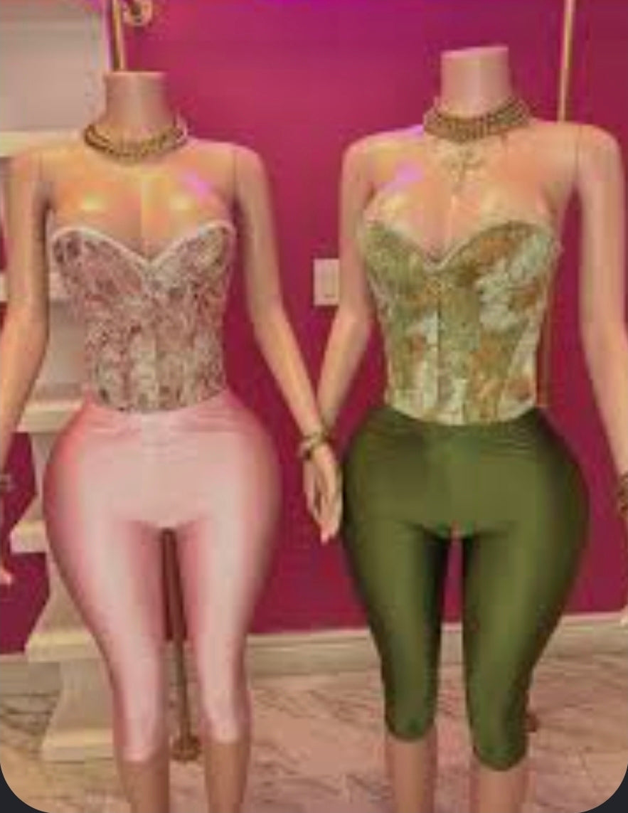 Lovely Corset Capris Set