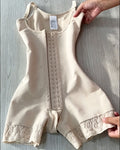 Front Hook And Eye Lace Floral Lace Hem Shaping Bodysuit