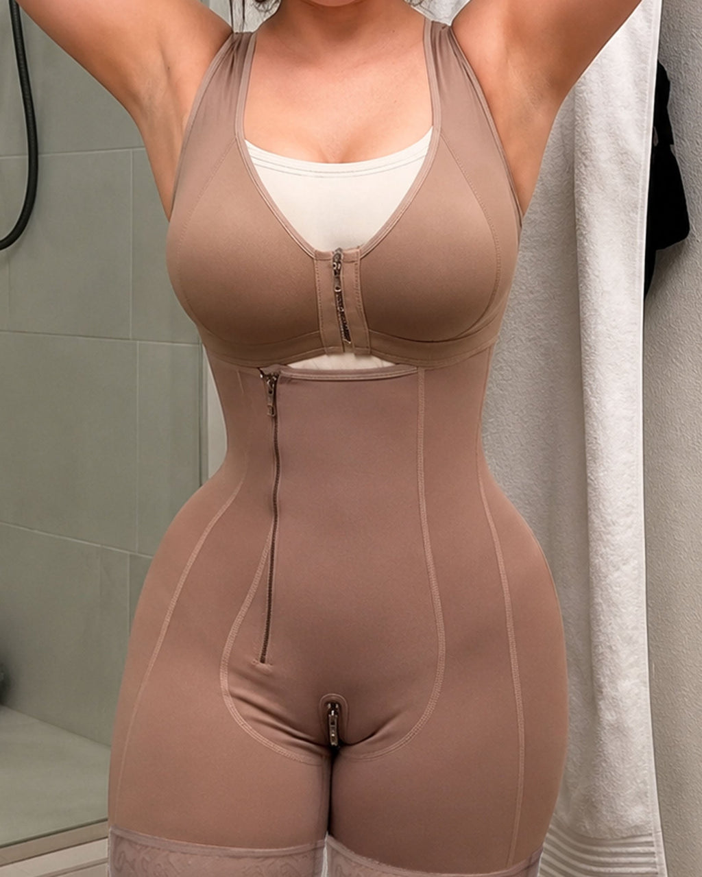 Front Zipper Hip Lifting And Tummy Slimming Shapewear