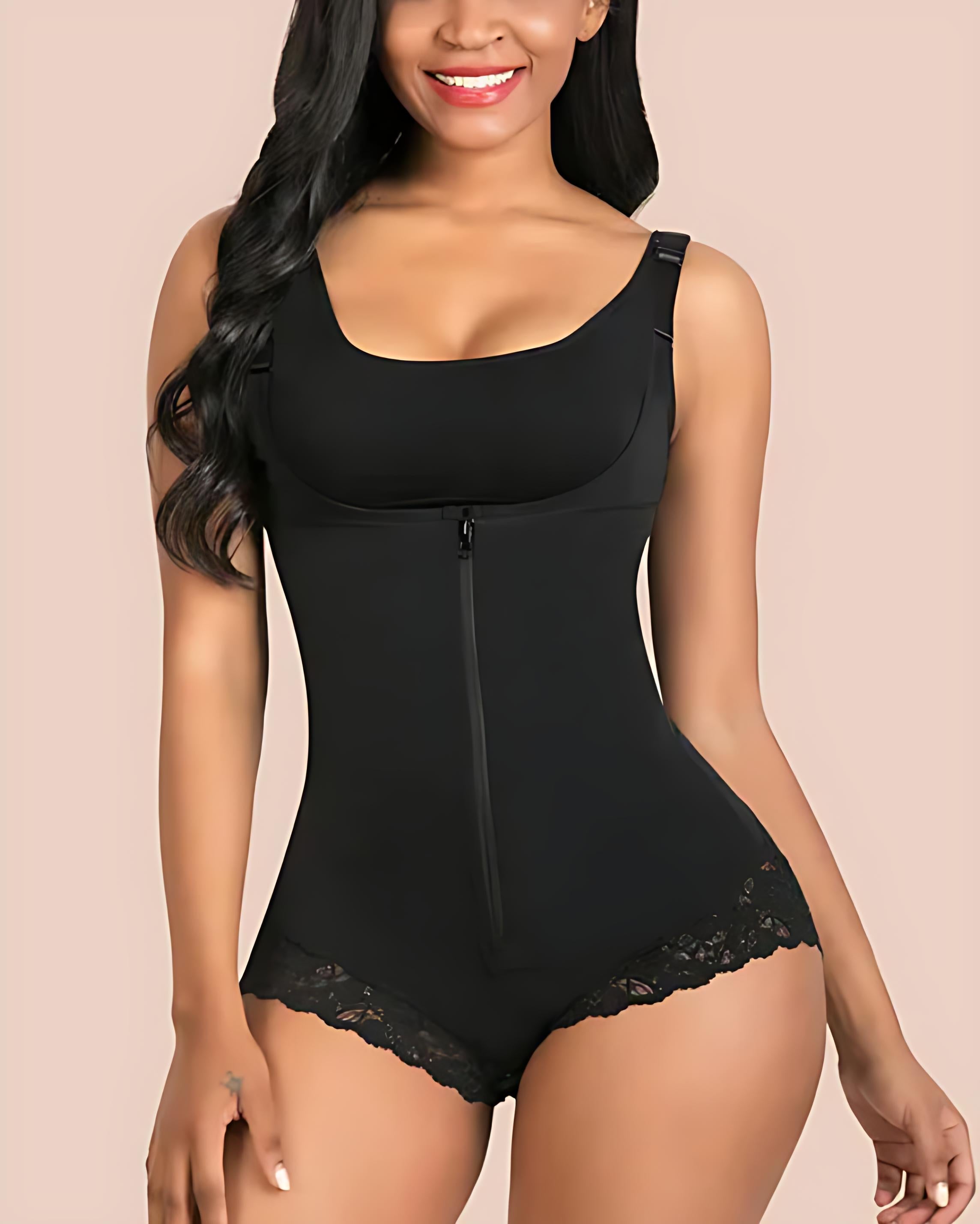 Front Zipper Butt Ehacncing Body Shaper Black