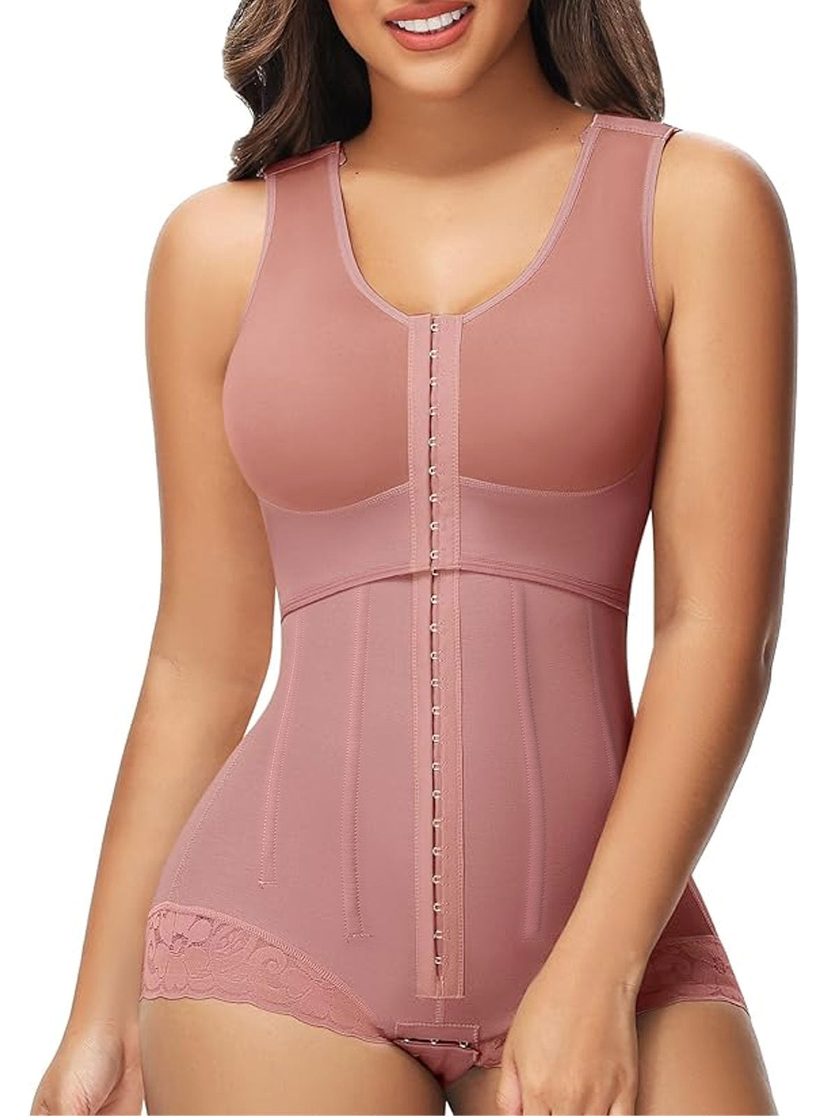 Chest Stretch Expansion Body Shaper Butt Lifting Faja RosyBrown