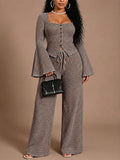 Stripe Top & Wide-Leg Pants Set