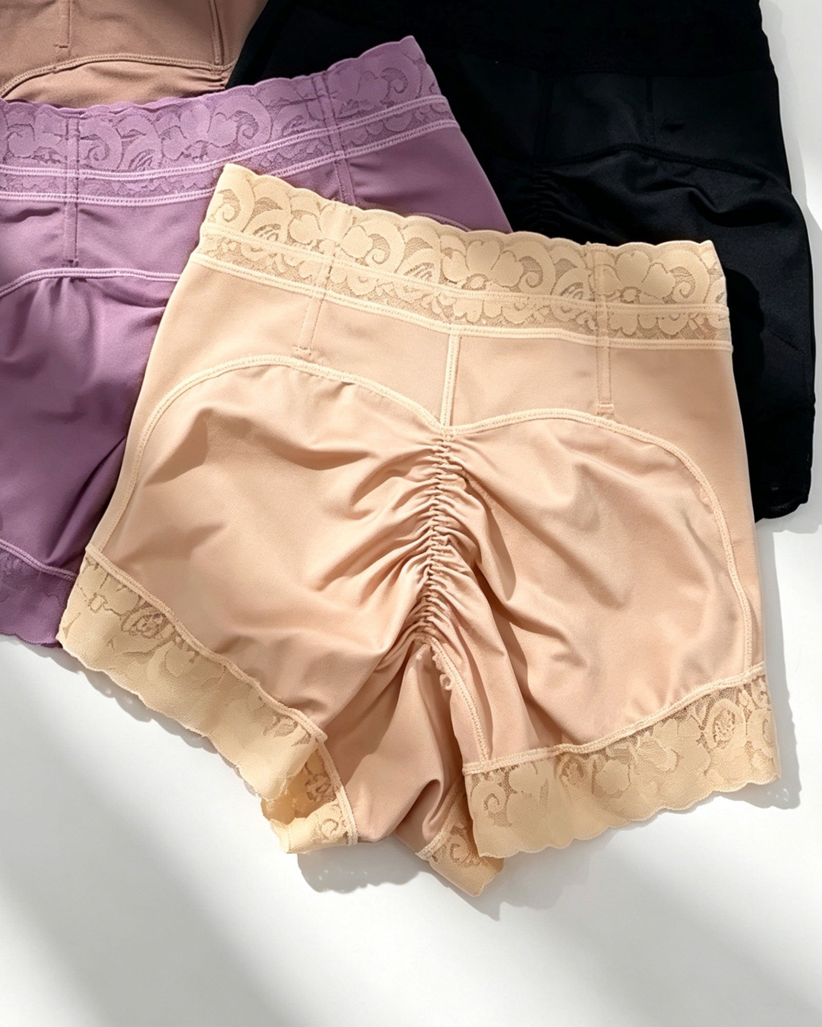 High-Waisted Lace Trim Tummy & Butt Lifting Shaper Shorts
