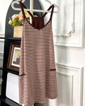 Striped V-Neck Sleeveless Swing Mini Dress with Built-In Shapewear