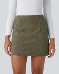 Corduroy Slimming Built In Shorts Skirt Green