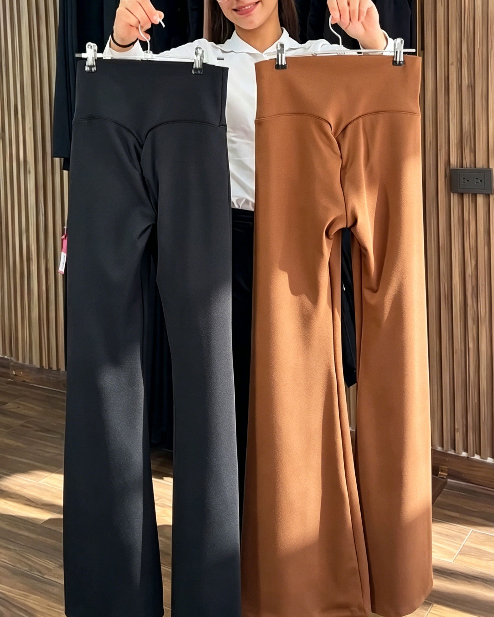 Solid Color High Waisted Hip Lifting Stretch Flared Pants Sports Tights