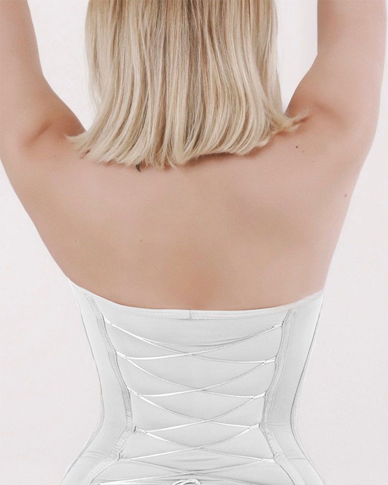 Back Lace-up Thong Seamless Shapewear White
