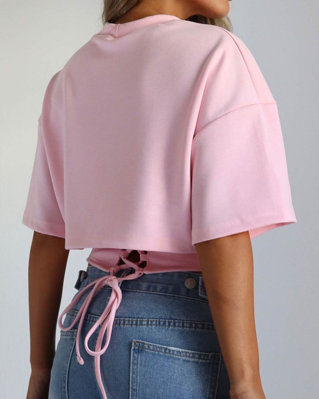 Corset Lace-Up Backless T-Shirt