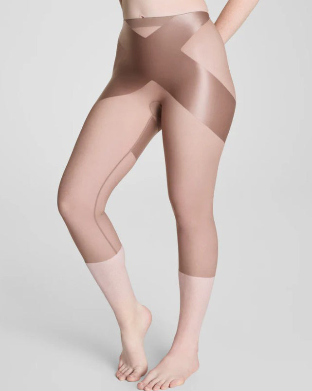 Women's Sheer Mesh Butt Lifter Mid-Length Leggings RosyBrown