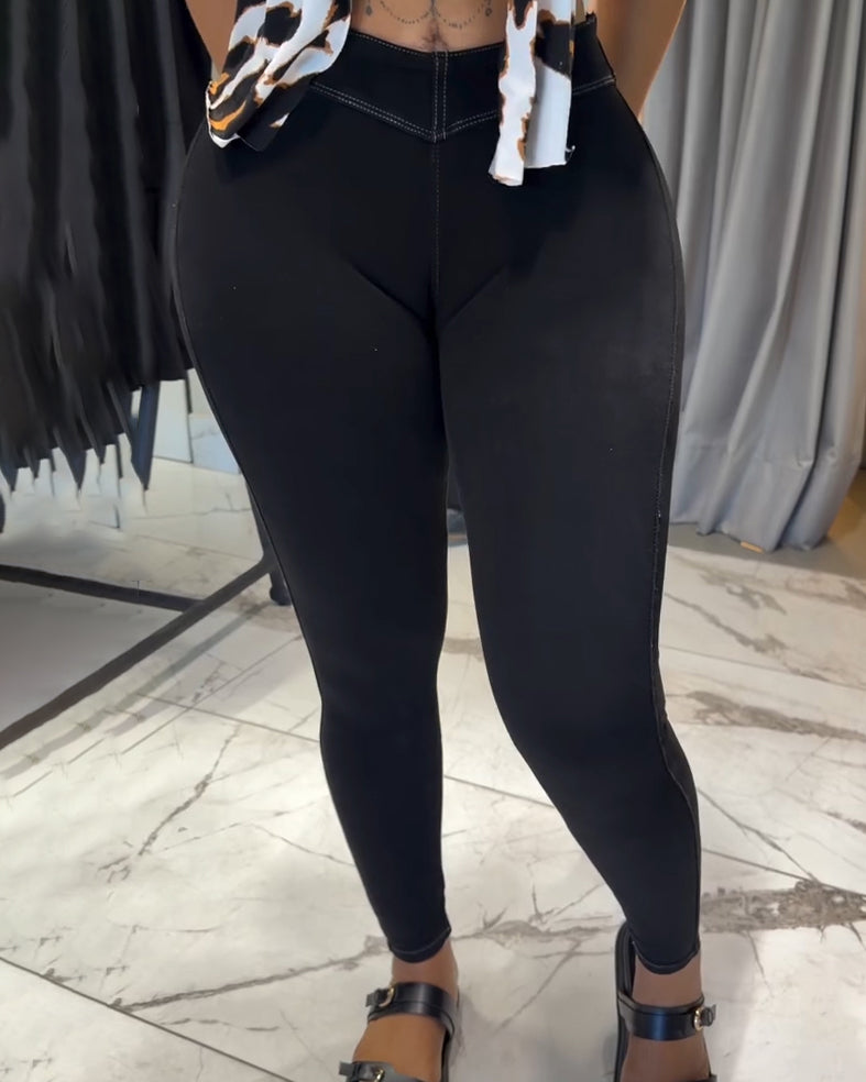 High Waist Skinny Butt Lifting Jeans Black